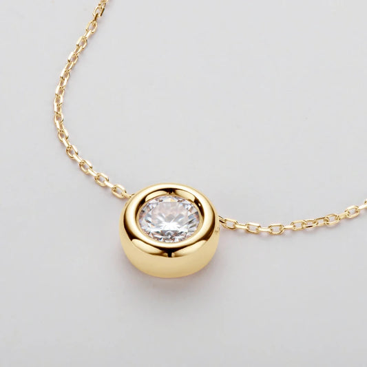 Maison Novaire 6.5mm Round Bezel Moissanite Pendant Necklace - Maison Novaire