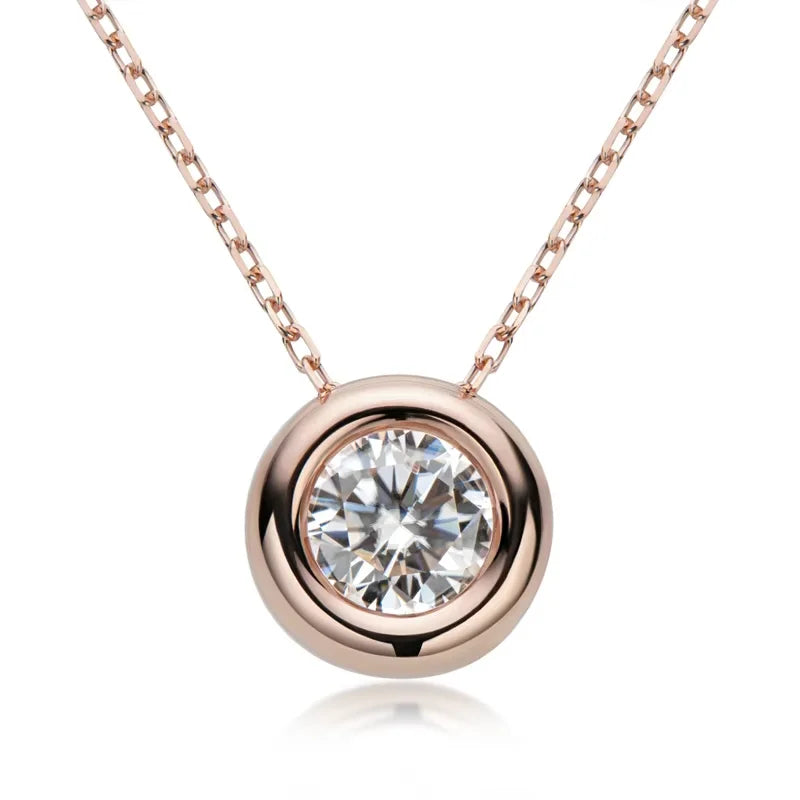 Maison Novaire 6.5mm Round Bezel Moissanite Pendant Necklace - Maison Novaire