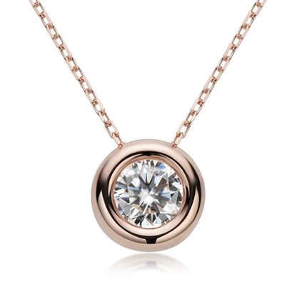 Maison Novaire 6.5mm Round Bezel Moissanite Pendant Necklace - Maison Novaire