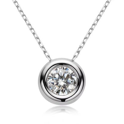 Maison Novaire 6.5mm Round Bezel Moissanite Pendant Necklace - Maison Novaire