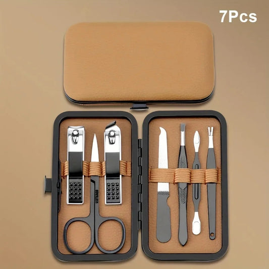 Manicure Stainless Steel Professional Kit | 15-Piece Premium Nail Care Set with Leather Case for Men & Women - BLAKESTORE-NG