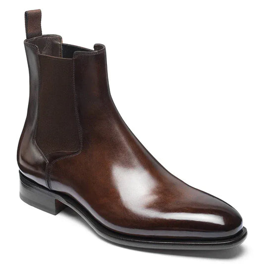 Men’s Brown Chelsea Boots | Classic PU Ankle Boots with Elastic Panels for Everyday Comfort & Style - Maison Novaire