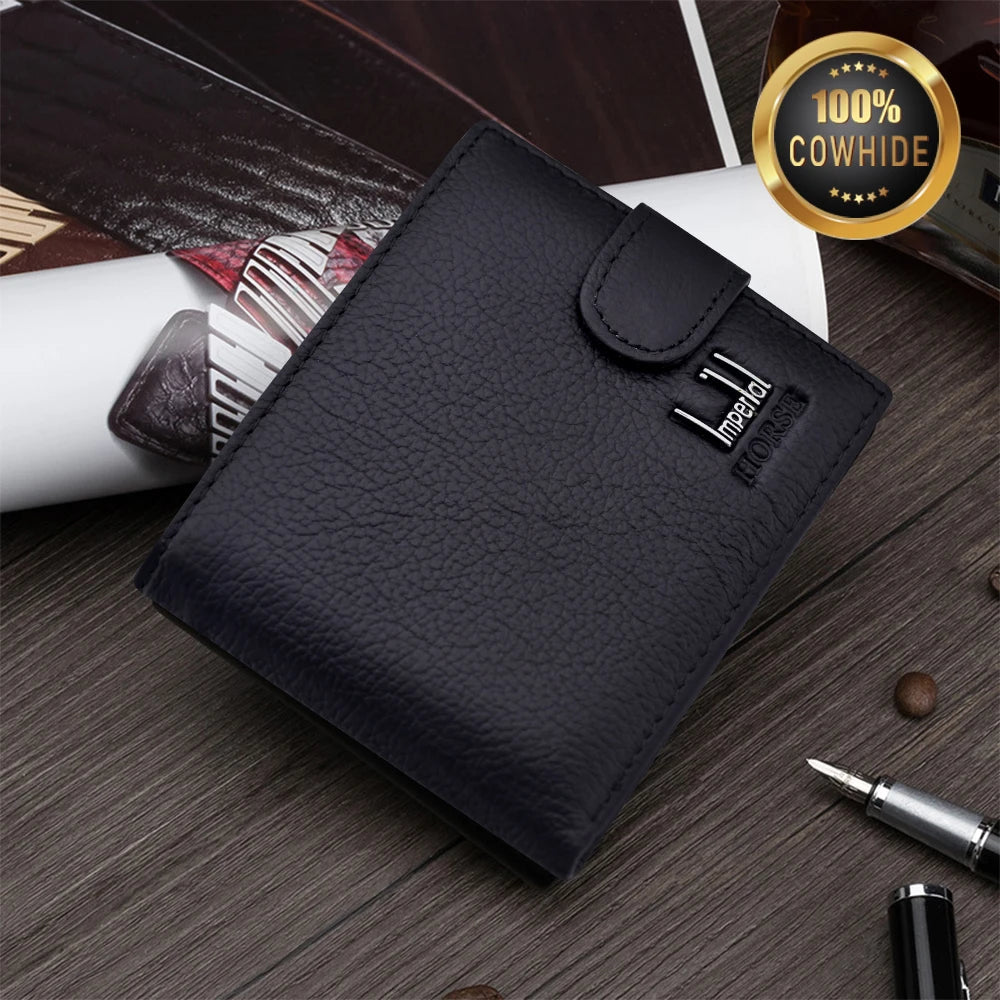Men’s Genuine Leather Wallet | Premium Bifold RFID Blocking Cardholder Slim Leather Wallet Black Brown Everyday Carry - BLAKESTORE-NG