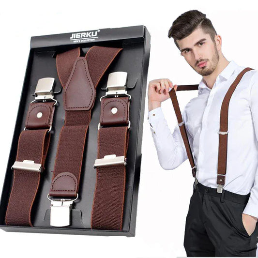 Men’s Leather Suspenders with 3 Clips – High-Quality Casual Braces for Trousers | Gift for Dad - BLAKESTORE-NG