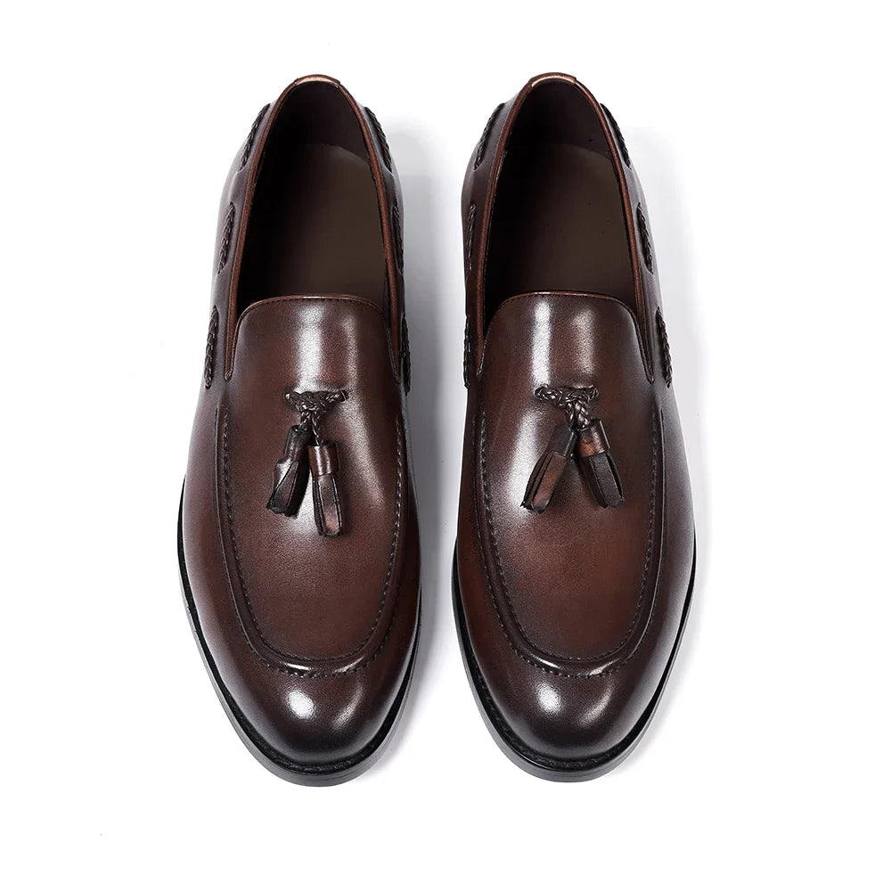 Men's Leather Tassel Loafers | Handmade Comfort Slip-Ons | Formal Casual - Maison Novaire #