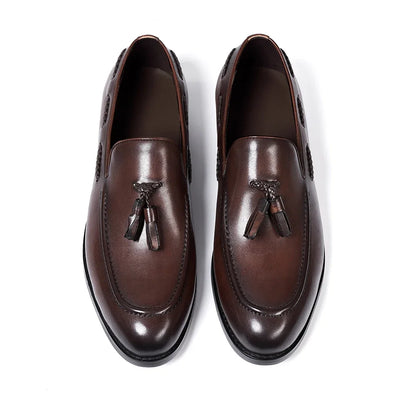 Men's Leather Tassel Loafers | Handmade Comfort Slip-Ons | Formal Casual - Maison Novaire #