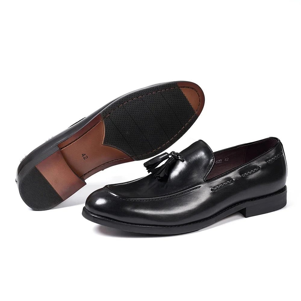 Men's Leather Tassel Loafers | Handmade Comfort Slip-Ons | Formal Casual - Maison Novaire #