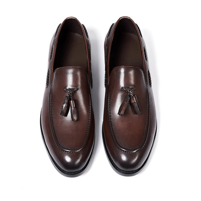 Men's Leather Tassel Loafers | Handmade Comfort Slip-Ons | Formal Casual - Maison Novaire #