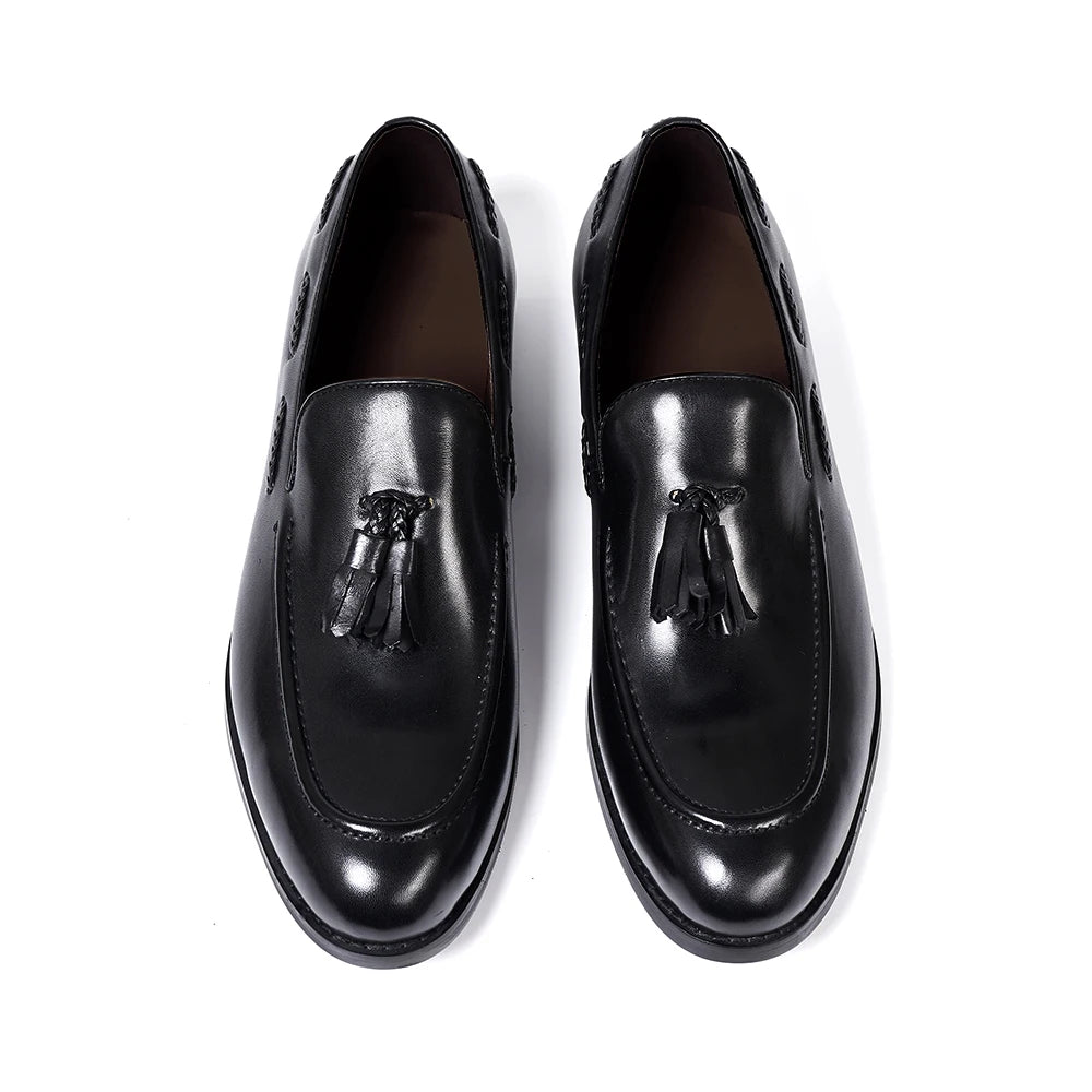 Men's Leather Tassel Loafers | Handmade Comfort Slip-Ons | Formal Casual - Maison Novaire #