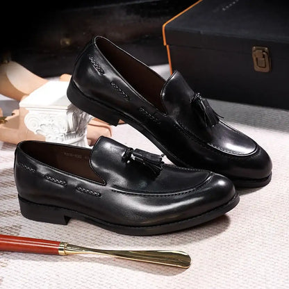 Men's Leather Tassel Loafers | Handmade Comfort Slip-Ons | Formal Casual - Maison Novaire #