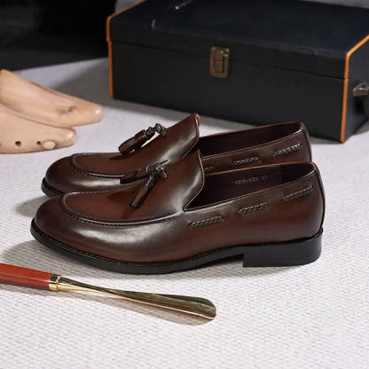 Men's Leather Tassel Loafers | Handmade Comfort Slip-Ons | Formal Casual - Maison Novaire #