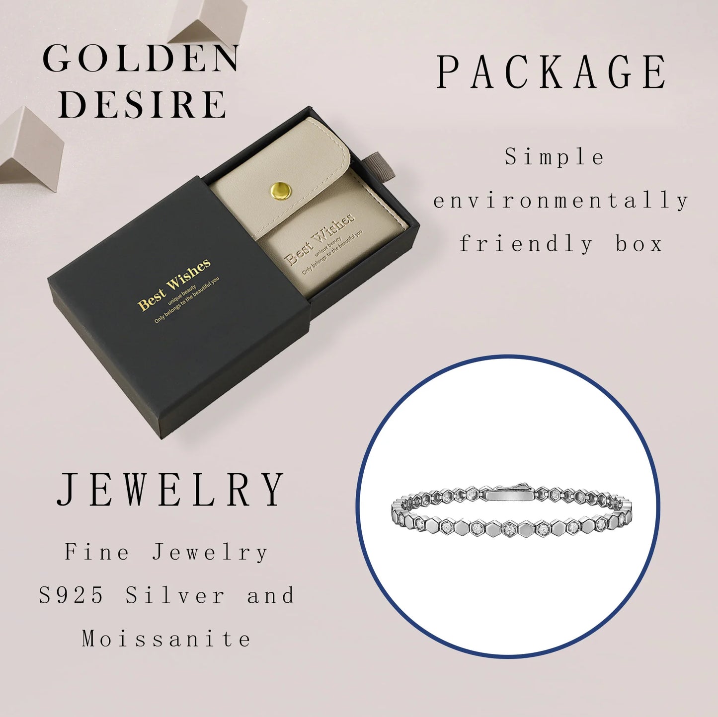 Moissanite Hexagon Bracelet - BLAKESTORE-NG