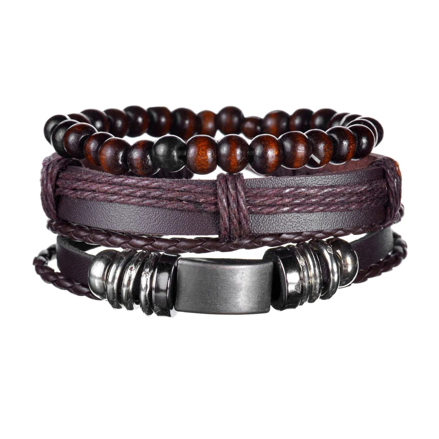 Multilayer Black Leather Bracelets & Bangles for Men. - BLAKESTORE-NG