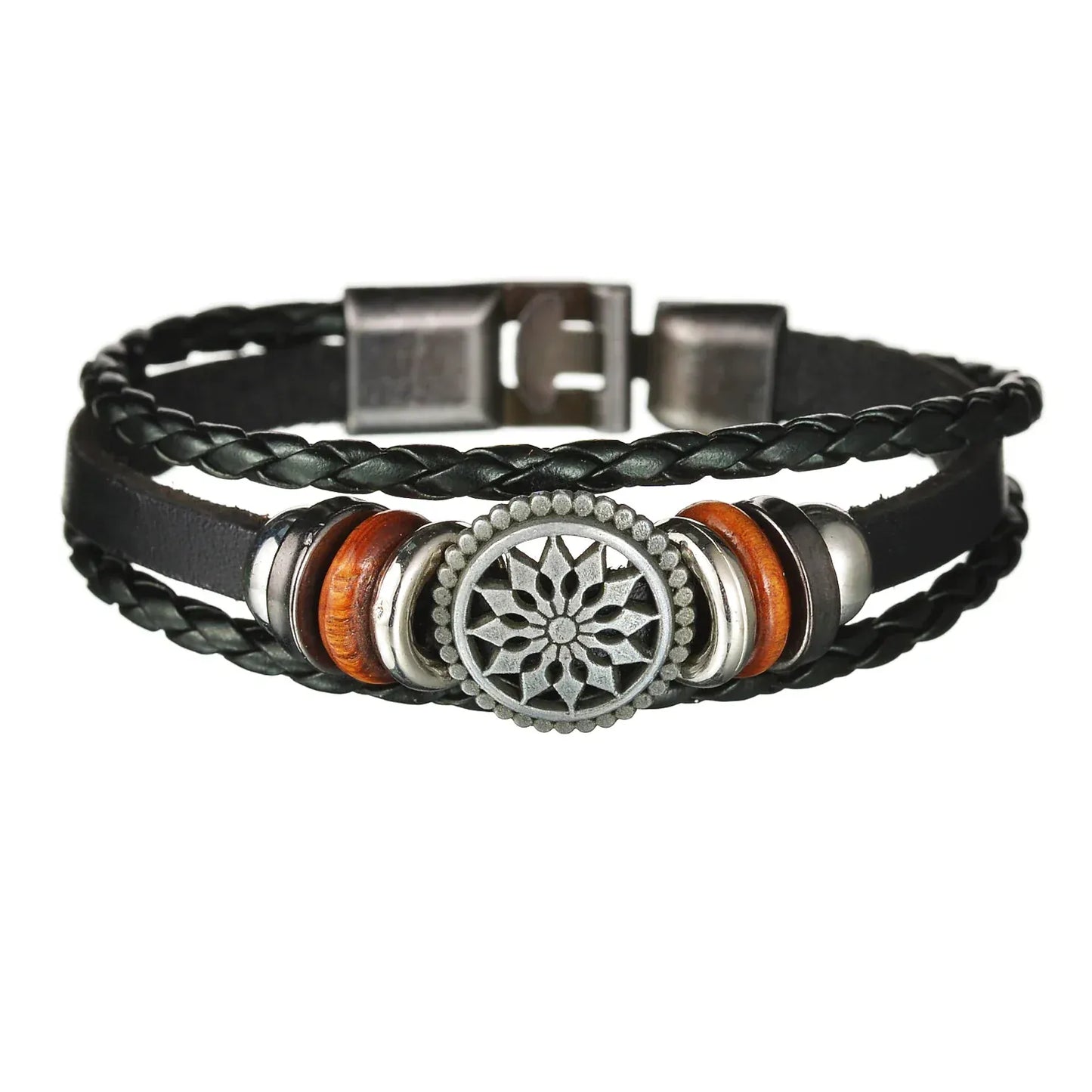 Multilayer Black Leather Bracelets & Bangles for Men. - BLAKESTORE-NG