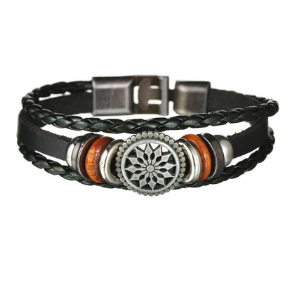 Multilayer Black Leather Bracelets & Bangles for Men. - BLAKESTORE-NG