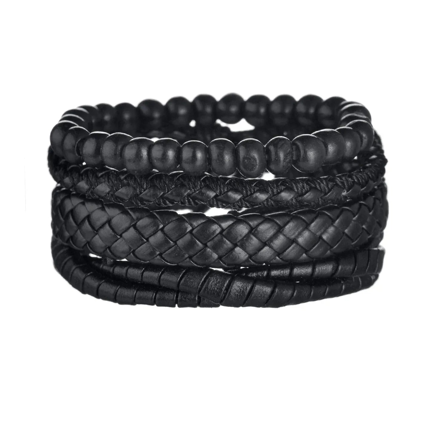 Multilayer Black Leather Bracelets & Bangles for Men. - BLAKESTORE-NG