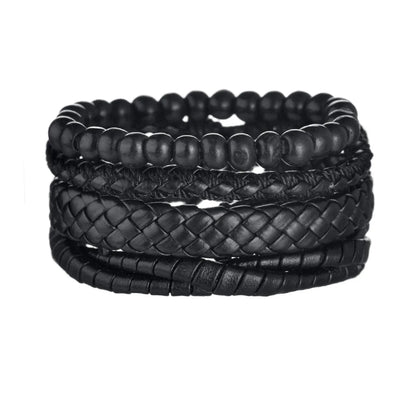 Multilayer Black Leather Bracelets & Bangles for Men. - BLAKESTORE-NG