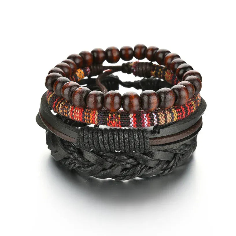 Multilayer Black Leather Bracelets & Bangles for Men. - BLAKESTORE-NG