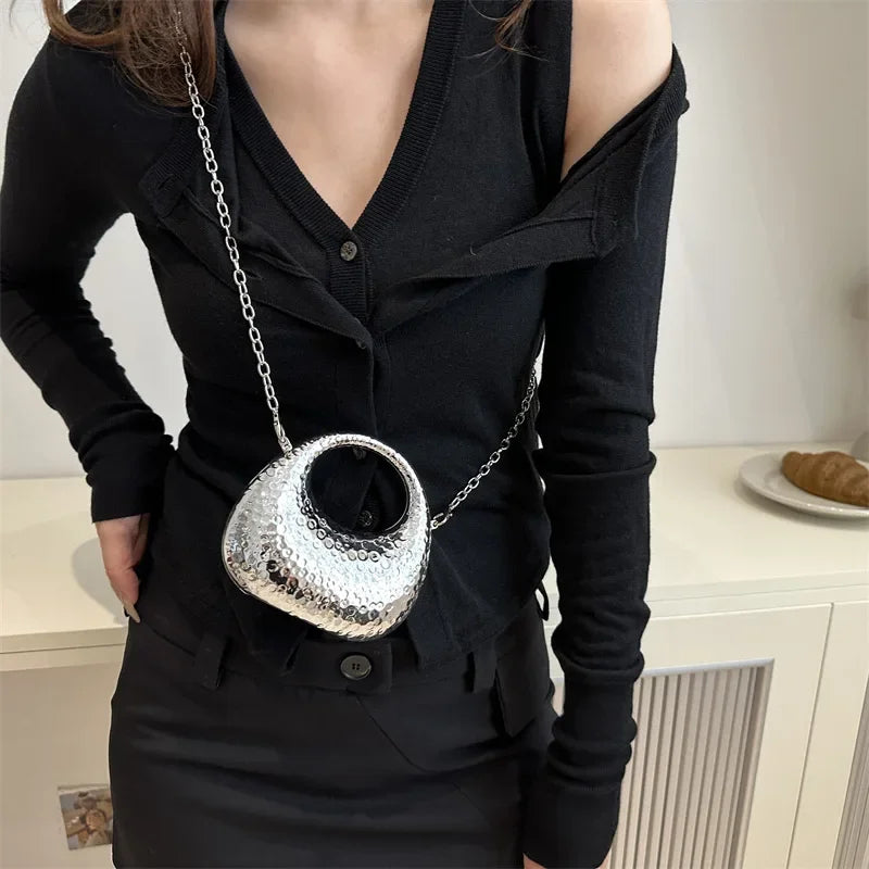 New Gold Silver Fashion Acrylic Moon Women's Handbags. - Maison Novaire #
