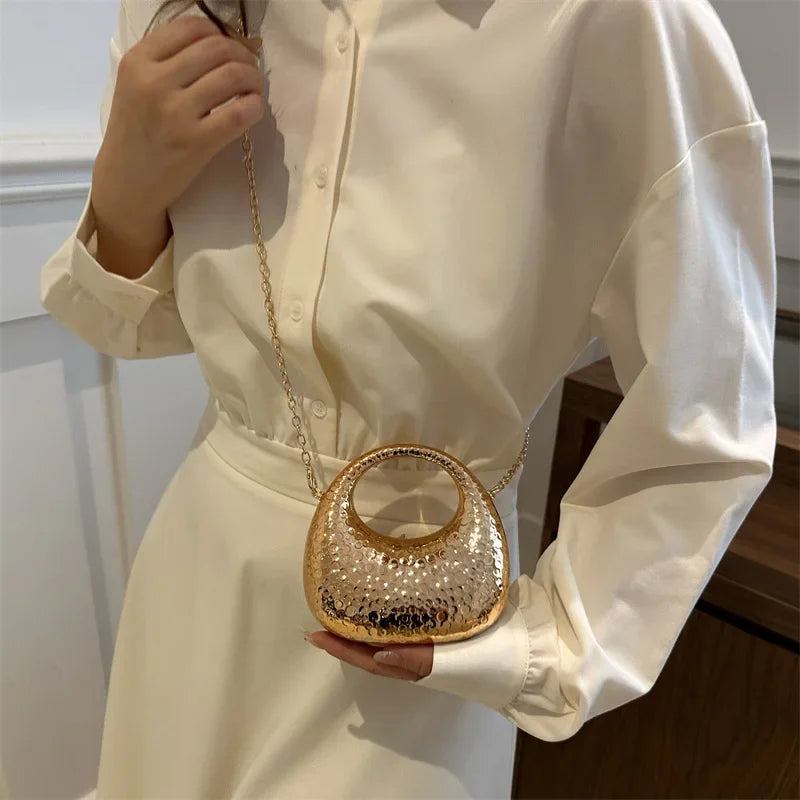 New Gold Silver Fashion Acrylic Moon Women's Handbags. - Maison Novaire #