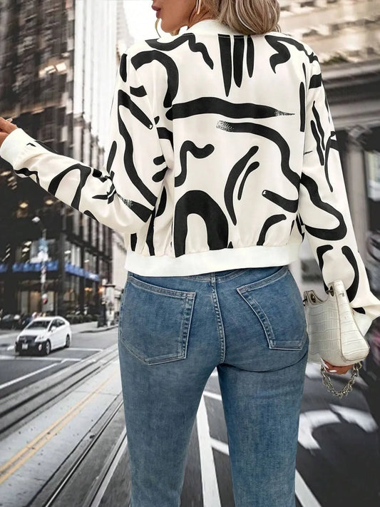 Number Print Zip Up Jacket - Maison Novaire