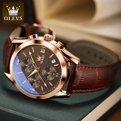 OLEVS 2872 Luxury Three-Eye Belt Quartz Watch. - BLAKESTORE-NG