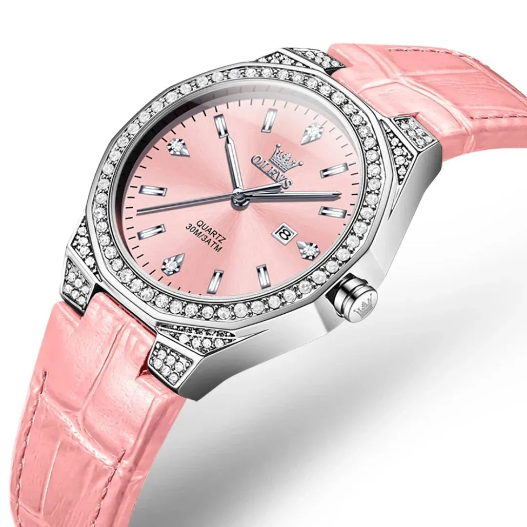 OLEVS 5606 Round-dial Leather  Wristwatch Calendar - BLAKESTORE-NG