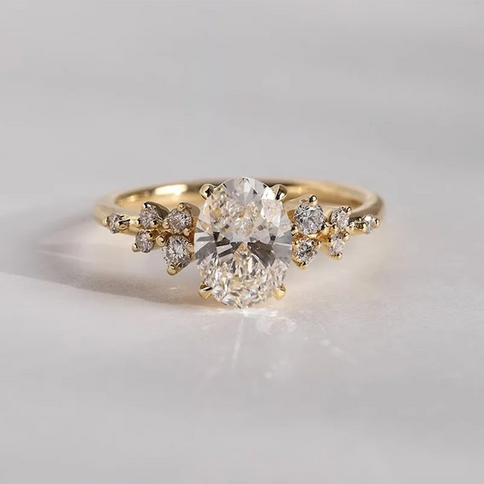 Oval Moissanite Halo Eternity Ring