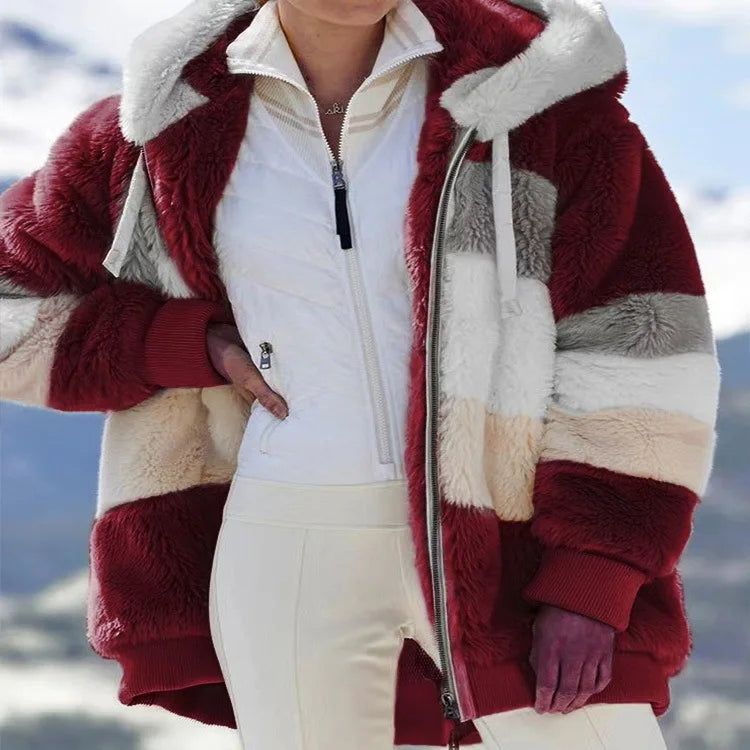 Oversized Plush Hooded Jacket for Women – Fall & Winter - Maison Novaire #