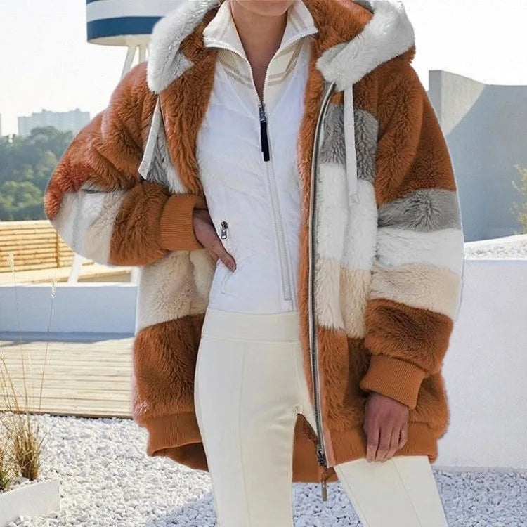 Oversized Plush Hooded Jacket for Women – Fall & Winter - Maison Novaire #