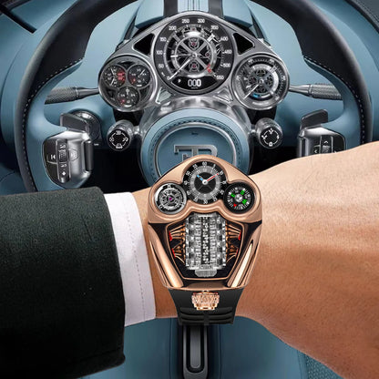 PINDU Engine Series Quartz Watch for Men | Luxury Stainless Steel Compass Watch - Maison Novaire
