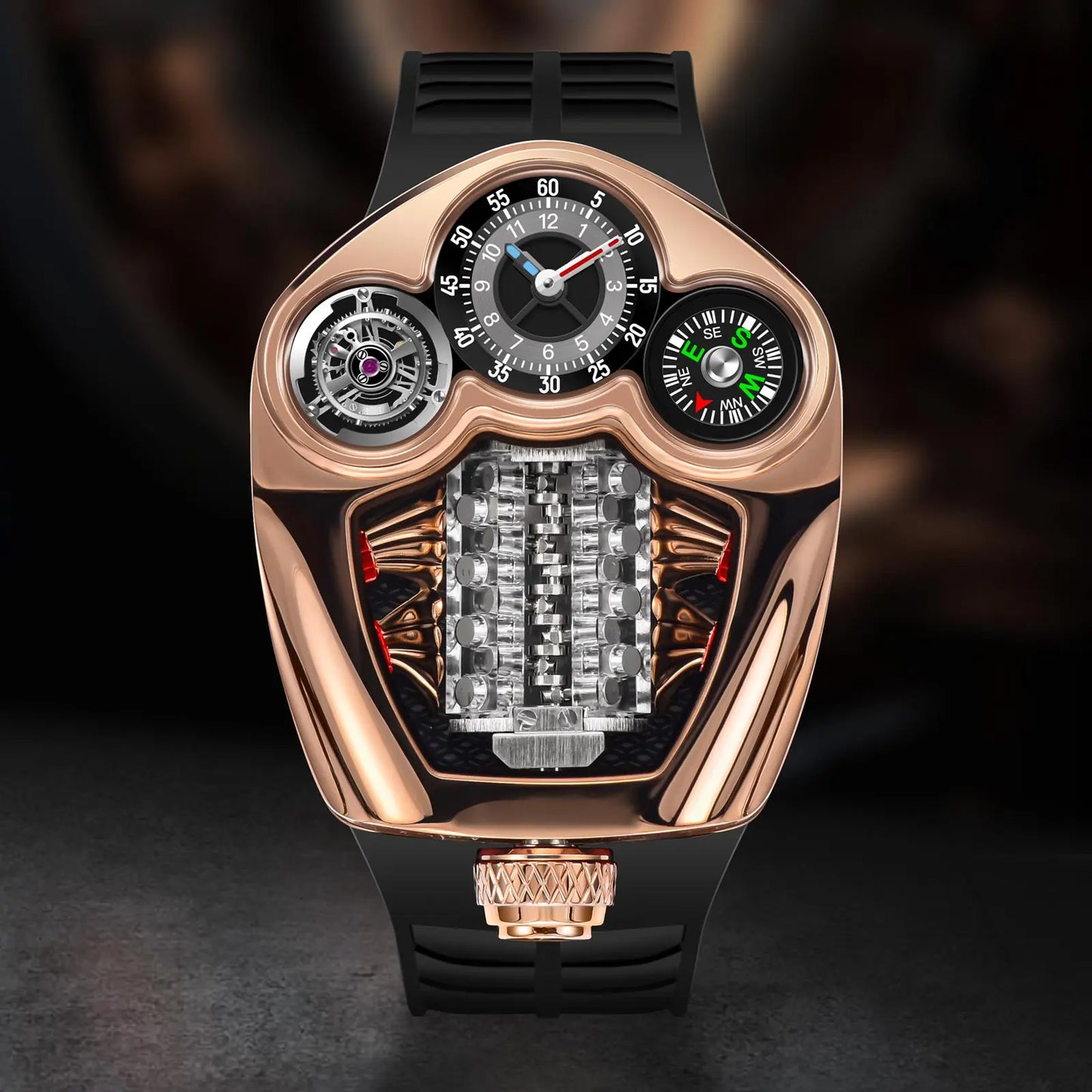 PINDU Engine Series Quartz Watch for Men | Luxury Stainless Steel Compass Watch - Maison Novaire