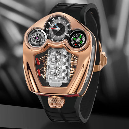 PINDU Engine Series Quartz Watch for Men | Luxury Stainless Steel Compass Watch - Maison Novaire