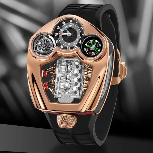 PINDU Engine Series Quartz Watch for Men | Luxury Stainless Steel Compass Watch - Maison Novaire
