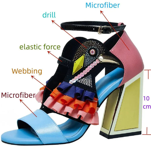 Party Rhinestone Chunky Heel Novelty Shoes. - Maison Novaire