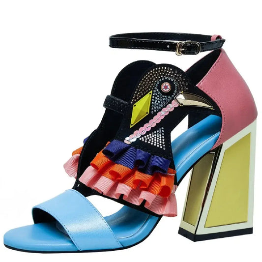 Party Rhinestone Chunky Heel Novelty Shoes. - Maison Novaire