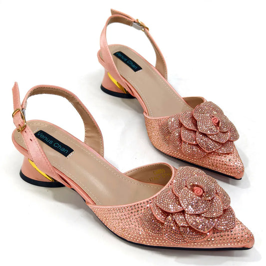 Peach Elegant Lady Shoes and Bag Set - Maison Novaire