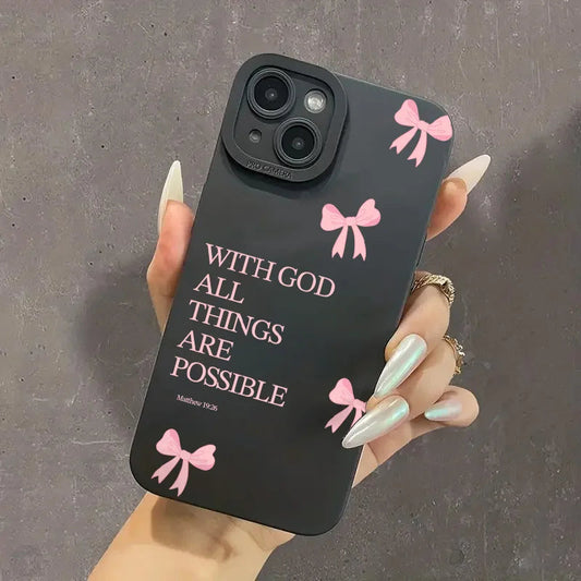 Pink Girl Bow Slogan Phone Case - Maison Novaire