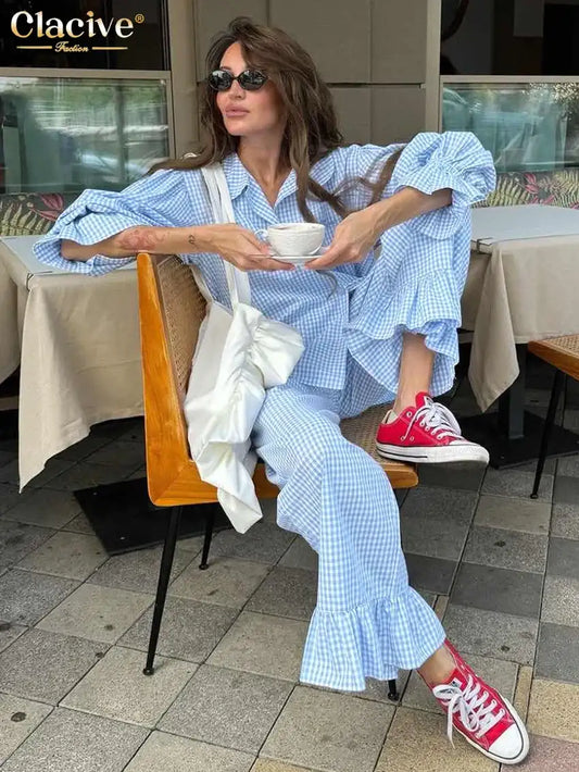 Plaid Cotton 3-Piece Set | Long Sleeve Elegant | Maison Novaire - Maison Novaire