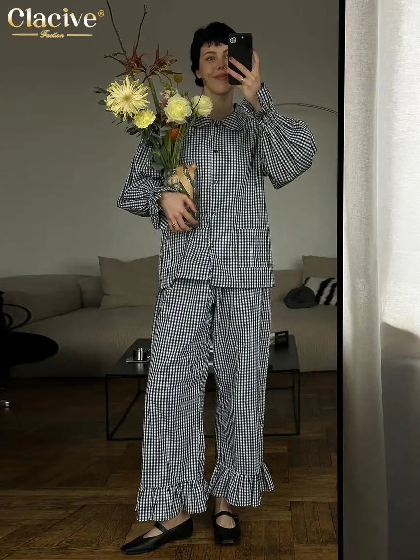 Plaid Cotton 3-Piece Set | Long Sleeve Elegant | Maison Novaire - Maison Novaire