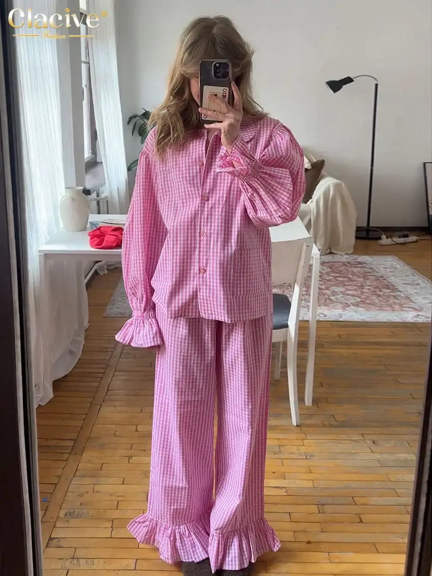 Plaid Cotton 3-Piece Set | Long Sleeve Elegant | Maison Novaire - Maison Novaire