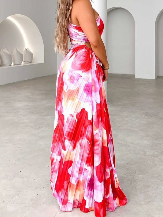 Printed Asymmetrical Maxi Dress - Maison Novaire