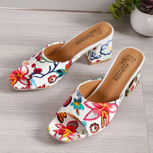 Printed Block Heels Sandals - Maison Novaire