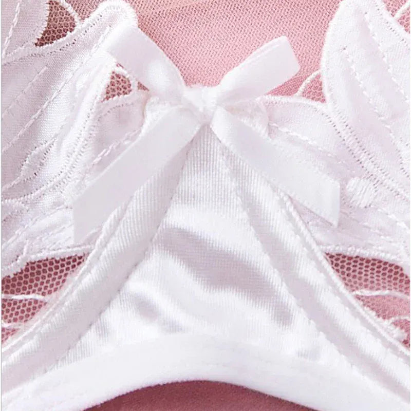 Product Page: Toucheart Embroidery Lace Push-Up Bra Set | Sexy Transparent Thin Lingerie for Women with Erotic Briefs Kit - Maison Novaire #