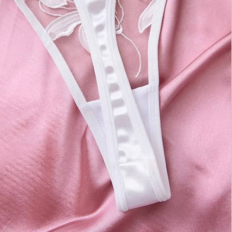 Product Page: Toucheart Embroidery Lace Push-Up Bra Set | Sexy Transparent Thin Lingerie for Women with Erotic Briefs Kit - Maison Novaire #