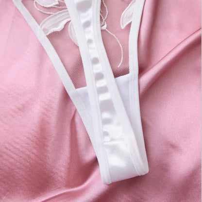 Product Page: Toucheart Embroidery Lace Push-Up Bra Set | Sexy Transparent Thin Lingerie for Women with Erotic Briefs Kit - Maison Novaire #