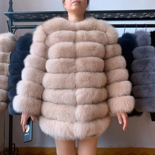Real Fox Fur Long Coat – 70CM - Maison Novaire