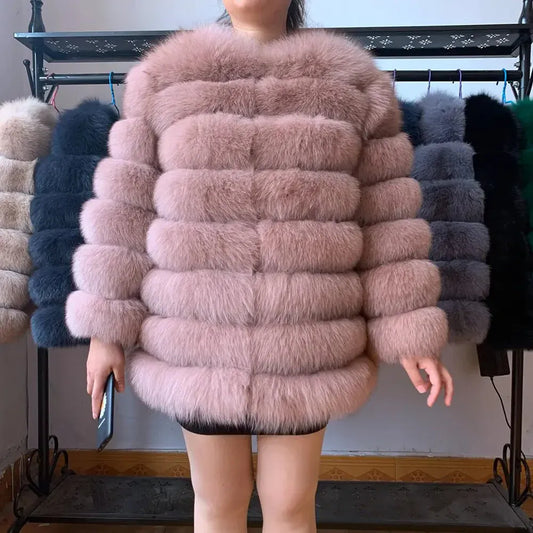 Real Fox Fur Long Coat – 70CM - Maison Novaire