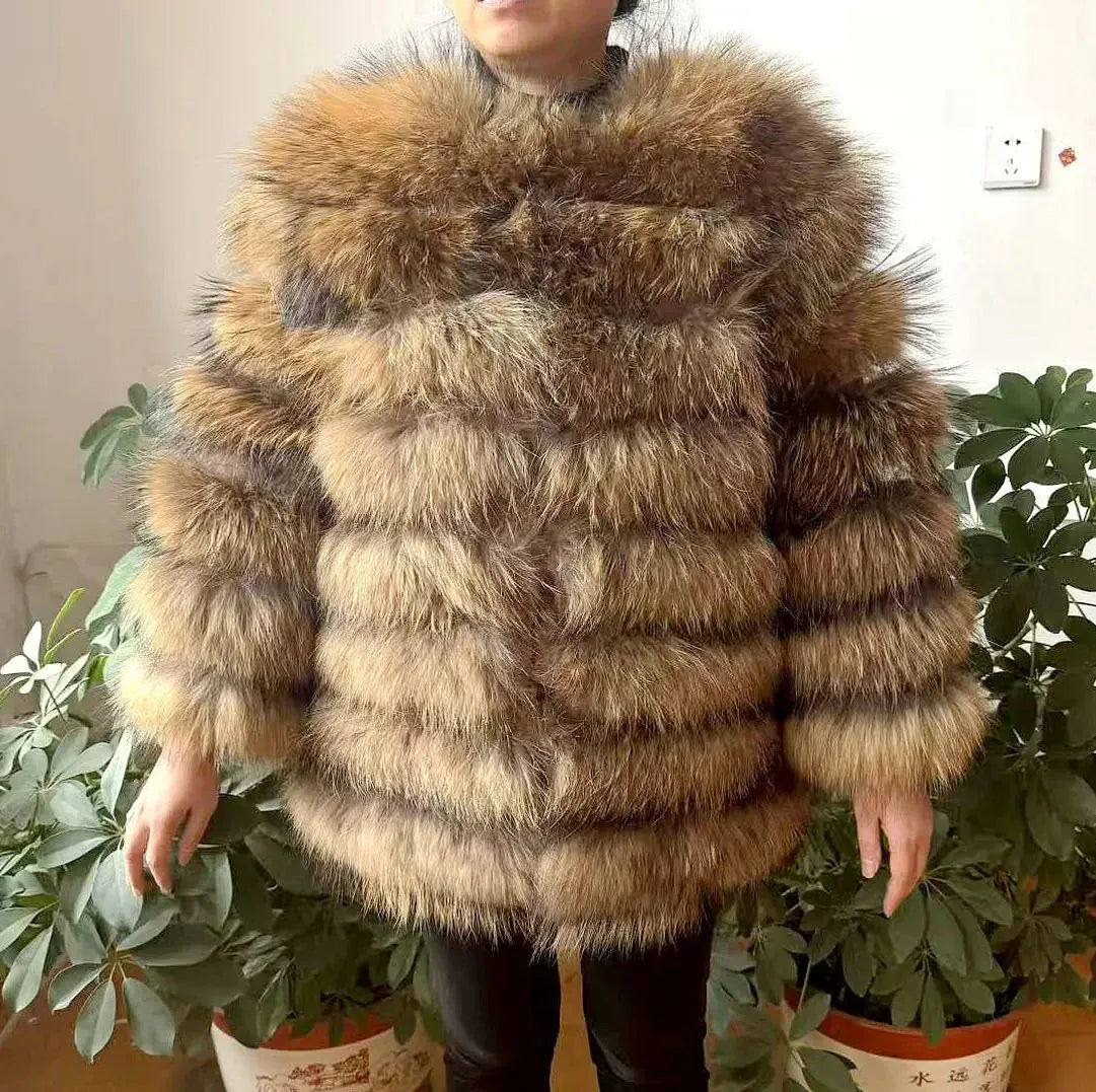 Real Fox Fur Long Coat – 70CM - Maison Novaire #