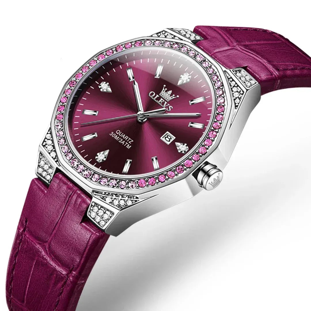 OLEVS 5606 Round-dial Leather  Wristwatch Calendar - Maison Novaire #